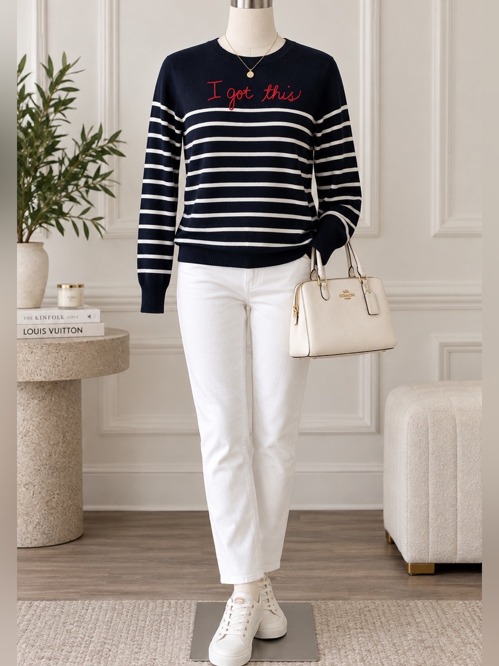 Navy and White Striped Sweater